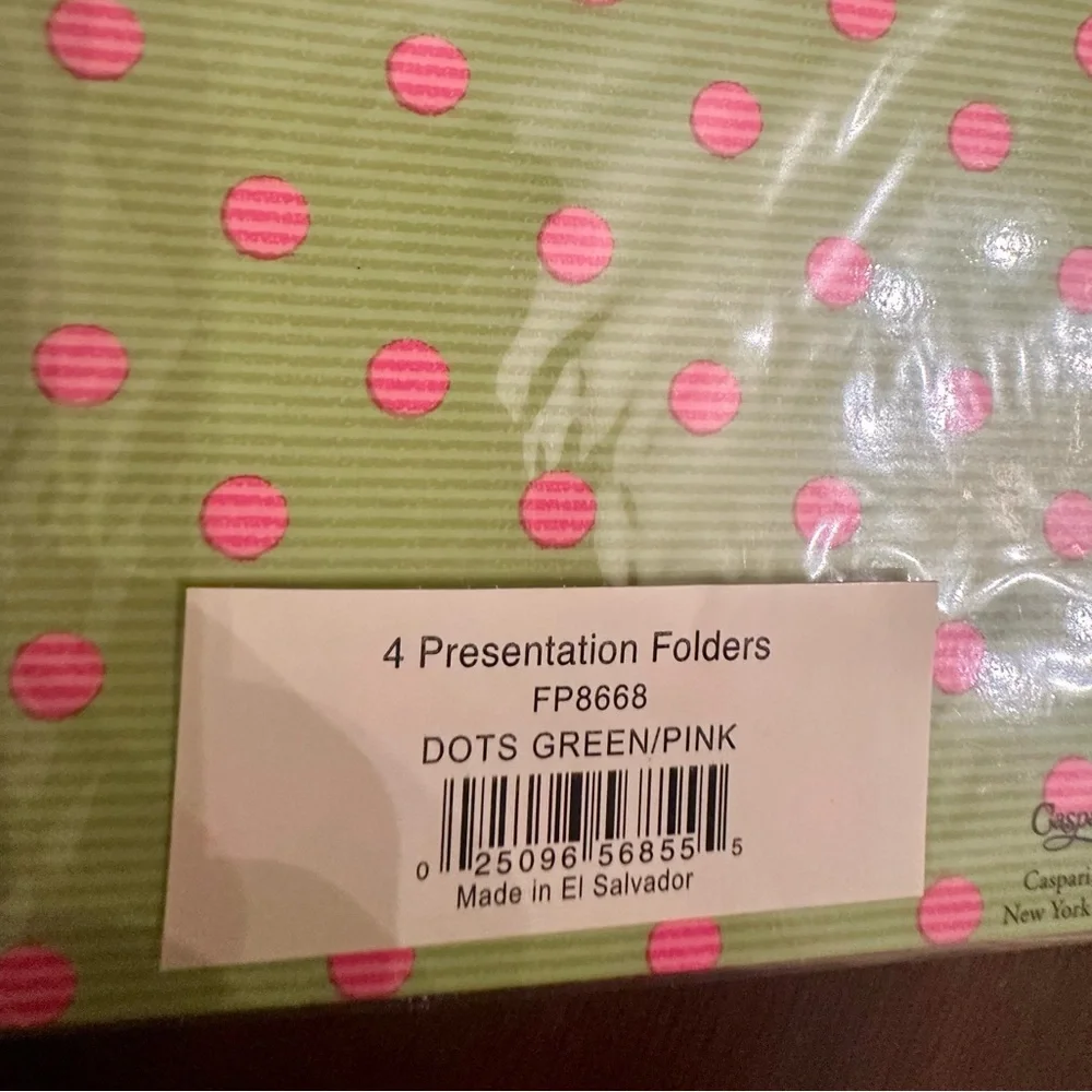 Caspari Polka Dot Presentation Folders Set of Four NEW